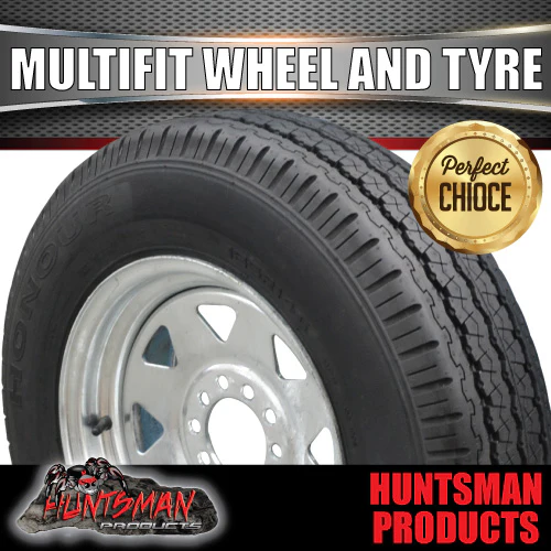 14x6 Galvanised Multi Fit Steel Trailer Caravan Rim & 195R14C Tyre: suits Ht/Ford. 195 14 - Image 4