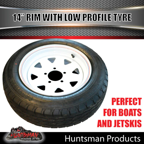 14x6 Trailer Caravan Sunraysia White Rim & 175/65R14C Low Profile Tyre: suits Ford pattern. 175 65 14 - Image 2