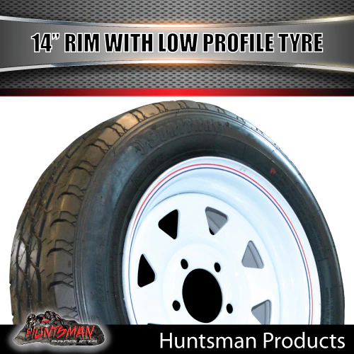 14x6 Trailer Caravan Sunraysia White Rim & 175/65R14C Low Profile Tyre: suits Ford pattern. 175 65 14 - Image 3