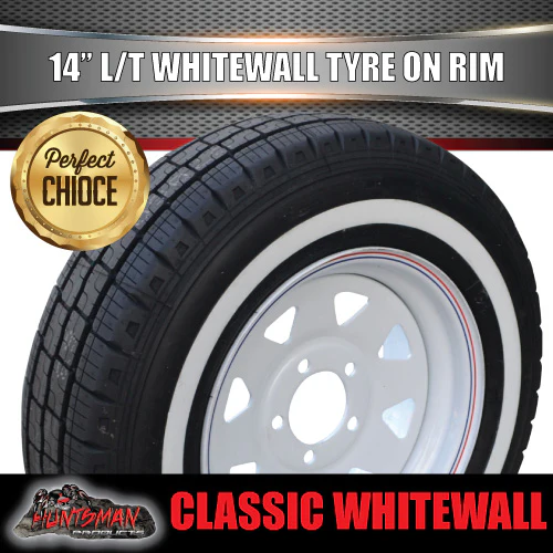 14X6 Trailer Caravan White HT Steel Rim & 205/75R14C Whitewall Tyre. 205 75 14 - Image 4