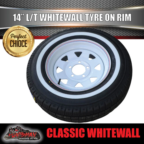 14X6 Trailer Caravan White HT Steel Rim & 205/75R14C Whitewall Tyre. 205 75 14 - Image 5