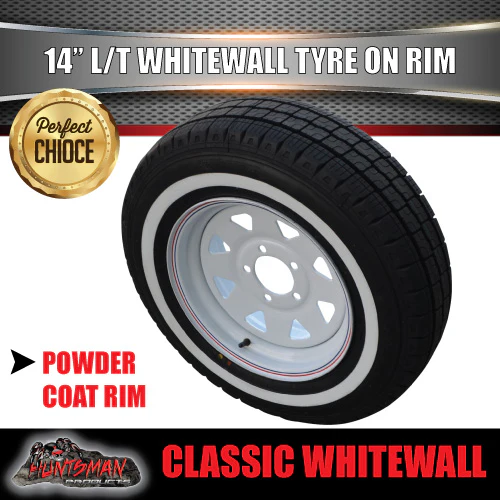14X6 Trailer Caravan White Steel Rim & 185R14C Whitewall Tyre suits HT Holden. 185 14 - Image 4