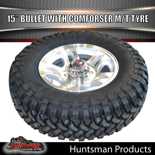 15" Trailer Caravan 6 Stud Bullet Mag & 235/75R15 L/T Comforser Mud Tyre. 235 75 15 - Image 2