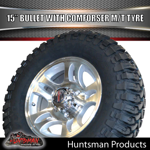 15" Trailer Caravan 6 Stud Bullet Mag & 235/75R15 L/T Comforser Mud Tyre. 235 75 15 - Image 3