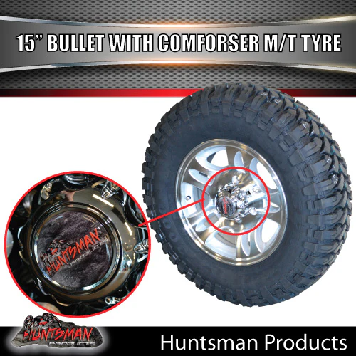 15" Trailer Caravan 6 Stud Bullet Mag & 235/75R15 L/T Comforser Mud Tyre. 235 75 15 - Image 4