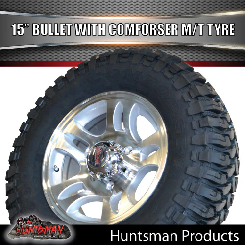 15" Trailer Caravan 6 Stud Bullet Mag & 235/75R15 L/T Comforser Mud Tyre. 235 75 15 - Image 6