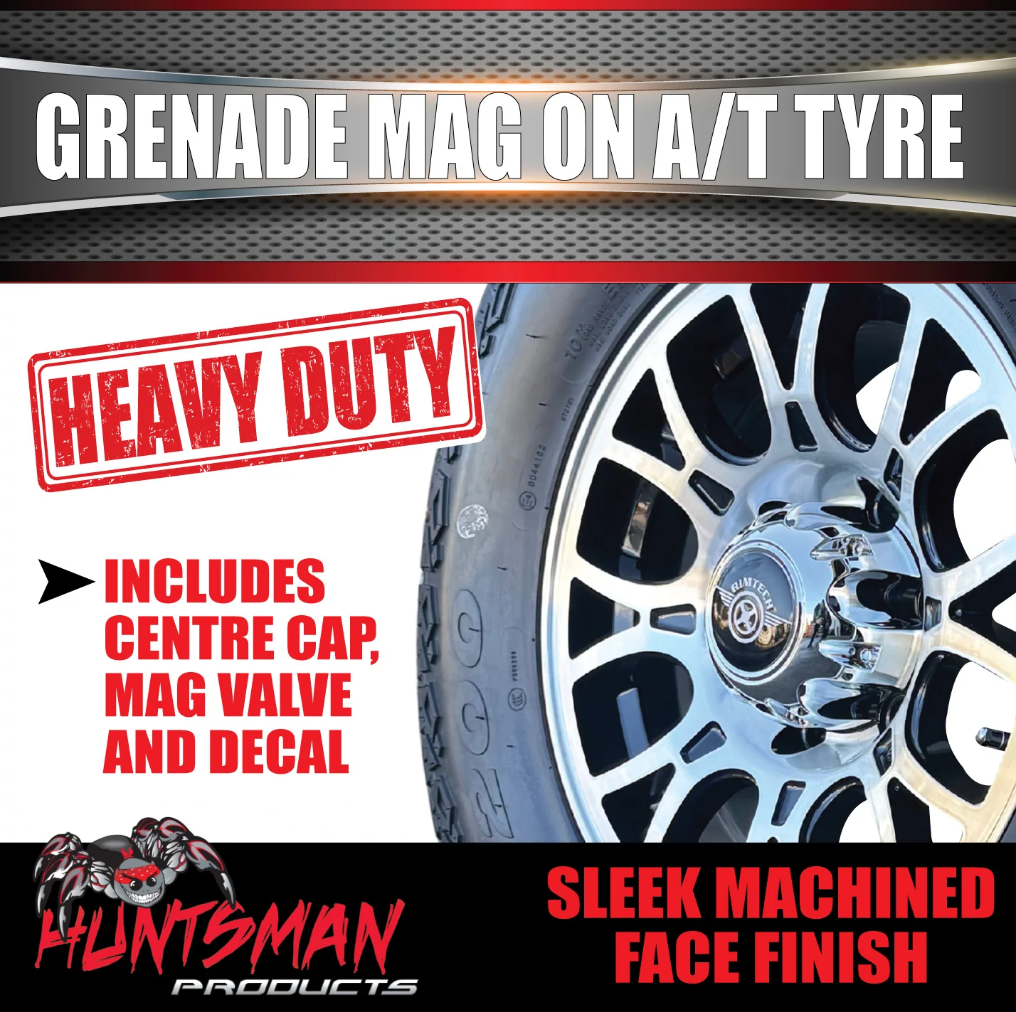 15" 6 Stud Grenade Caravan Trailer Alloy Mag Rim & 235/75R15 LT Tyre 1250KG - Image 2