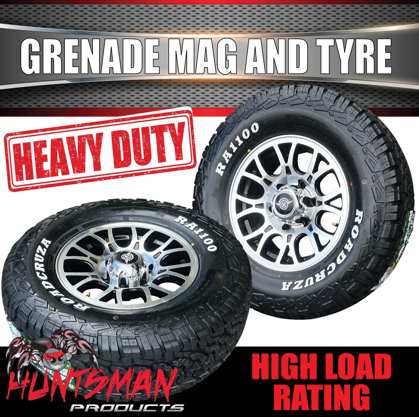 15" 6 Stud Grenade Caravan Trailer Alloy Wheel Rim & 235/75R15 Roadcruza RA1100 All Terrain Tyre 235 75 15 - Image 2