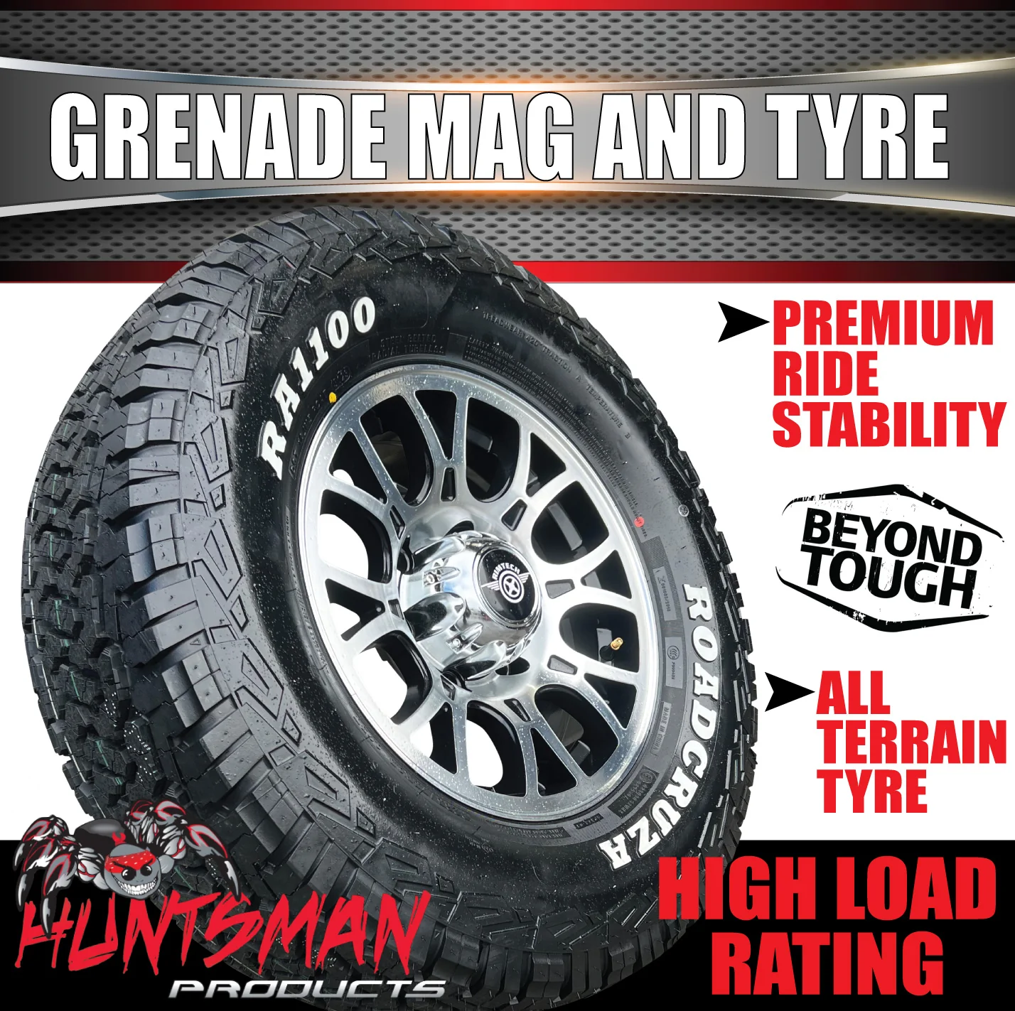 15" 6 Stud Grenade Caravan Trailer Alloy Wheel Rim & 235/75R15 Roadcruza RA1100 All Terrain Tyre 235 75 15 - Image 3