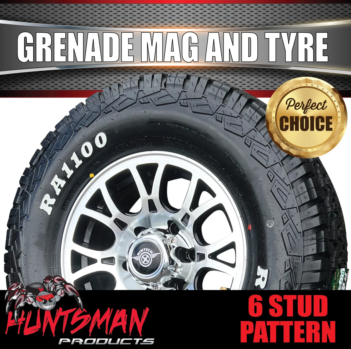 15" 6 Stud Grenade Caravan Trailer Alloy Wheel Rim & 235/75R15 Roadcruza RA1100 All Terrain Tyre 235 75 15 - Image 4