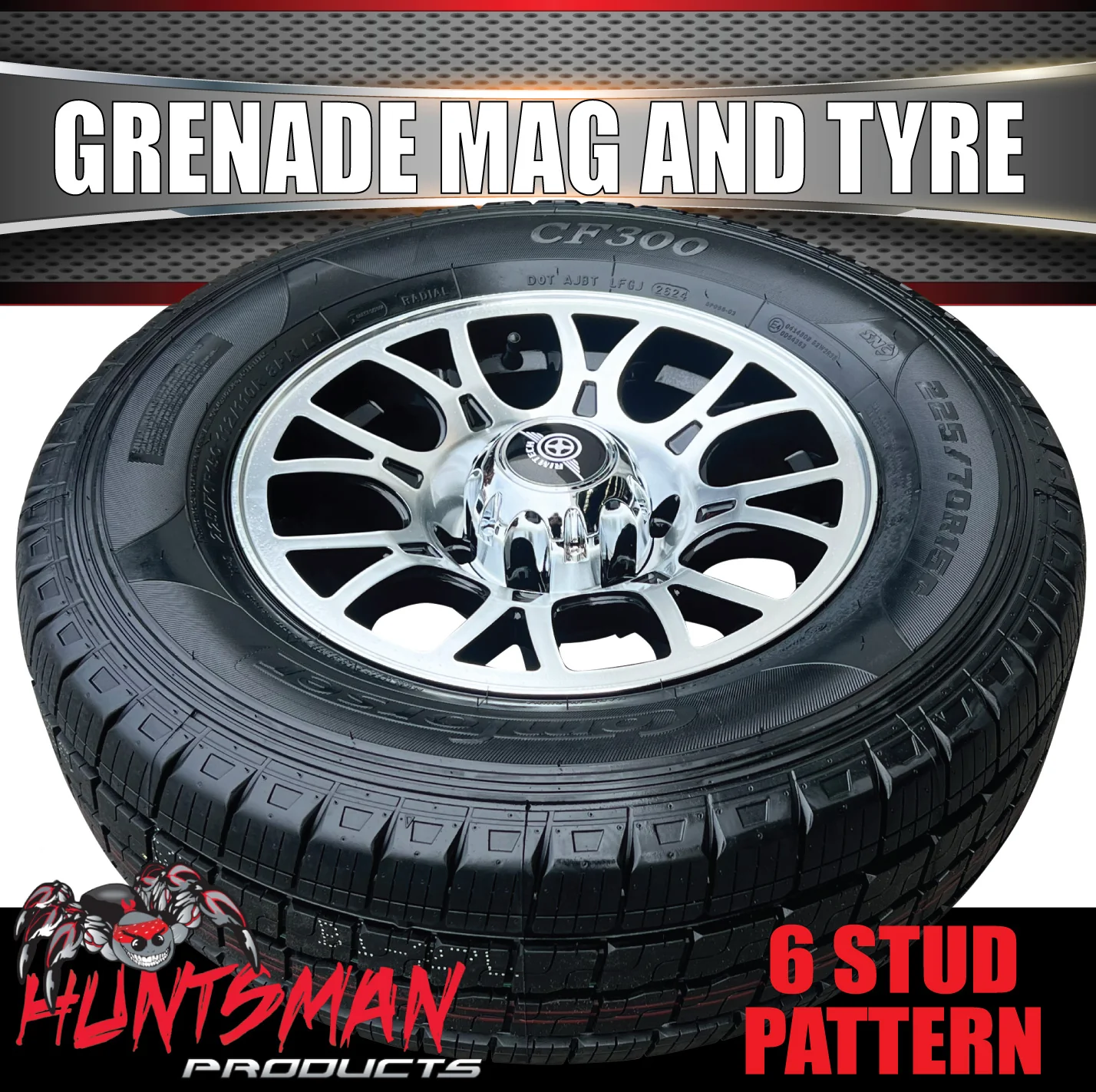 15" 6 Stud Grenade Caravan Trailer Alloy Wheel Rim & 235/75R15 Roadcruza RA1100 All Terrain Tyre 235 75 15 - Image 7