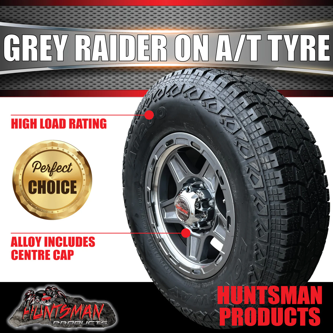 15" 6 Stud Gunmetal Grey Raider Mag & 235/75R15 LT Tyre. 235 75 15 - Image 2