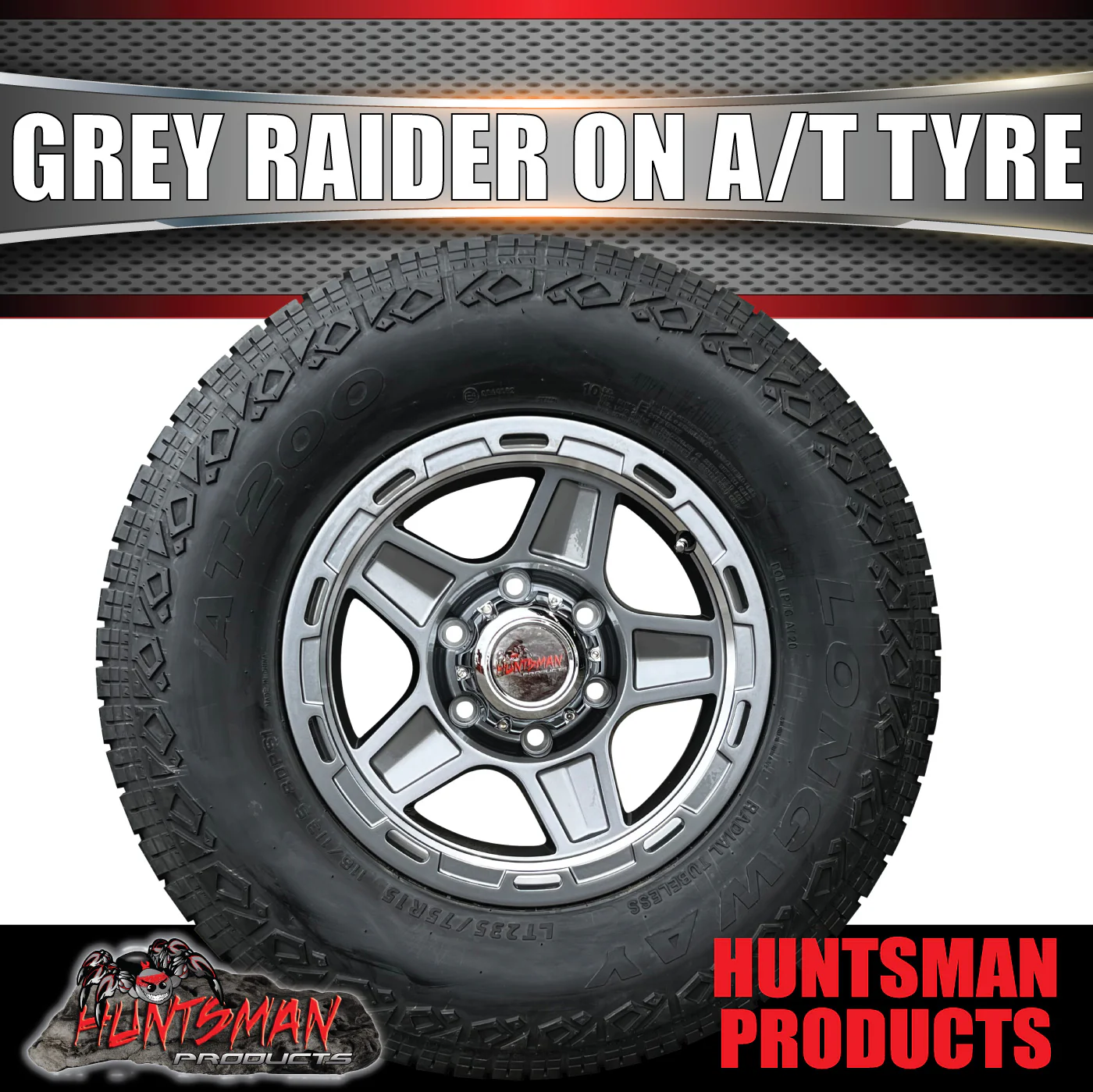 15" 6 Stud Gunmetal Grey Raider Mag & 235/75R15 LT Tyre. 235 75 15 - Image 5