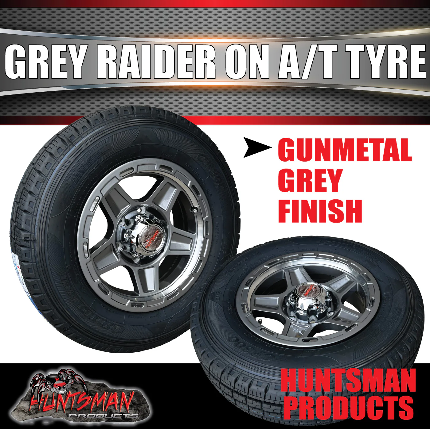 15" 6 Stud Gunmetal Raider Caravan Boat Trailer Alloy Wheel Rim & 195R15C Tyre - Image 2