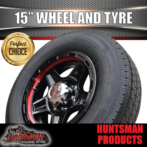 15" Trailer Caravan 6 Stud Raider Mag Wheel & 195R15C Tyre. 195 15-2 - Image 3