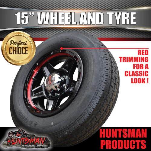 15" Trailer Caravan 6 Stud Raider Mag Wheel & 195R15C Tyre. 195 15-2 - Image 6