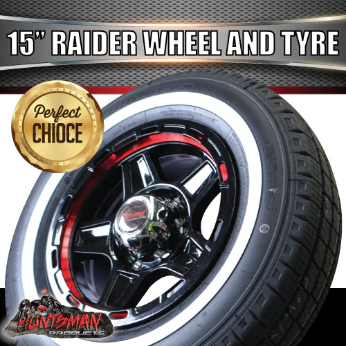 15" Trailer Caravan 6 Stud Raider Mag & 205/70R15C Whitewall Tyre. 205 70 15 - Image 3