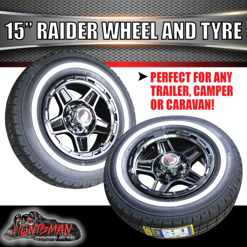 15" Trailer Caravan 6 Stud Raider Mag & 205/70R15C Whitewall Tyre. 205 70 15 - Image 4