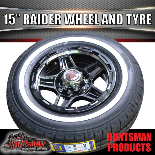 15" Trailer Caravan 6 Stud Raider Mag Rim & 205/75R15C Whitewall Tyre. 205 75 15 - Image 2