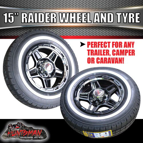 15" Trailer Caravan 6 Stud Raider Mag Rim & 205/75R15C Whitewall Tyre. 205 75 15 - Image 4