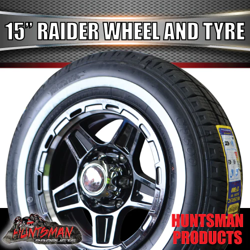 15" Trailer Caravan 6 Stud Raider Mag Rim & 205/75R15C Whitewall Tyre. 205 75 15 - Image 6