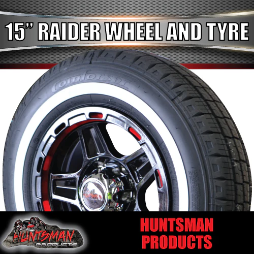 15" Trailer Caravan 6 Stud Raider Mag Rim & 205/75R15C Whitewall Tyre. 205 75 15 - Image 4