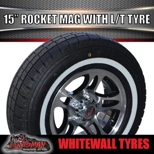 15" 6 Stud Trailer Caravan Rocket Alloy Rim & 205/75R15C Whitewall Tyre. 205 75 15 - Image 5