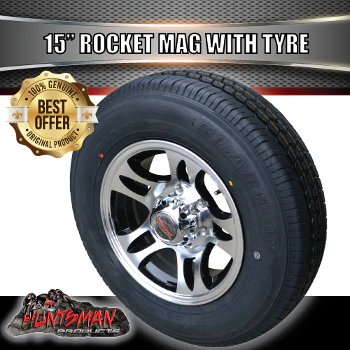 15" 6 Stud Trailer Caravan Rocket Alloy Rim & 225/70R15C Tyre. 225 70 15 - Image 3