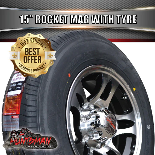 15" 6 Stud Trailer Caravan Rocket Alloy Rim & 225/70R15C Tyre. 225 70 15 - Image 4