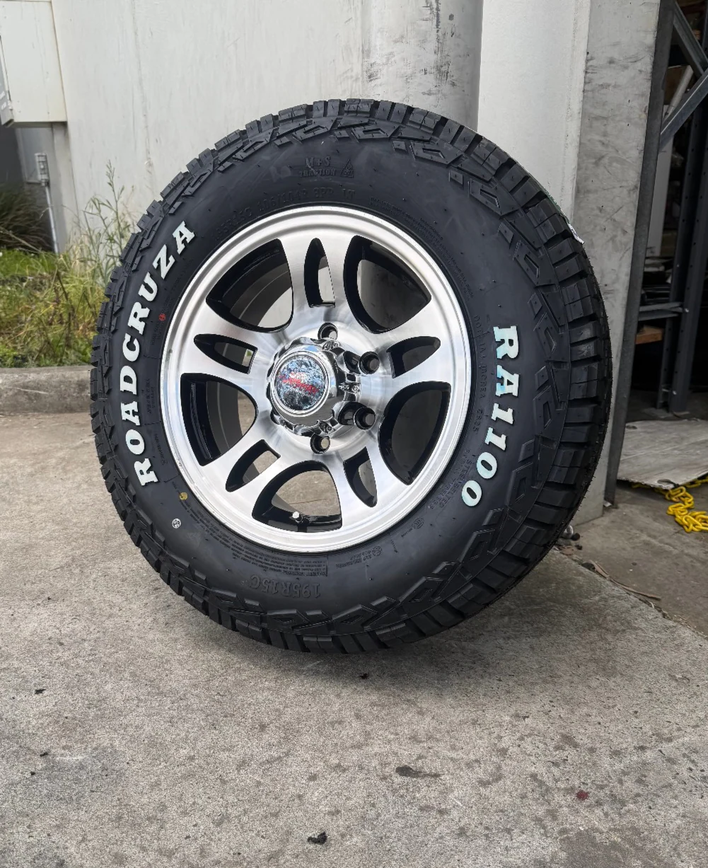 15" 6 Stud Rocket Caravan Trailer Alloy Wheel Rim & 195R15C LT Roadcruza RA1100 All Terrain Tyre 195 15 - Image 4