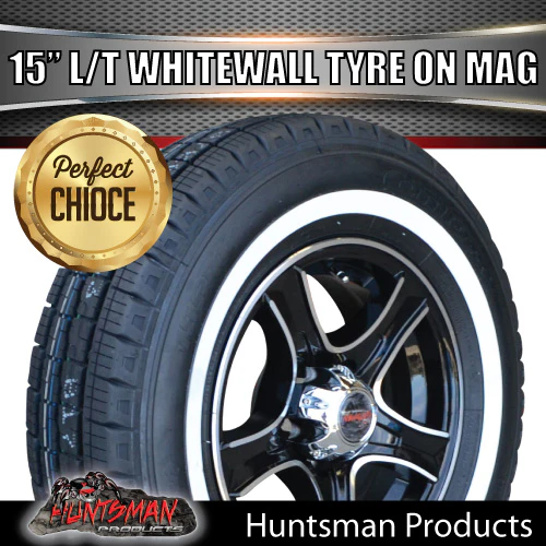15" Trailer Caravan 6 Stud Stealth Alloy & 195R15C comforser Whitewall Tyre. 195 15 - Image 6