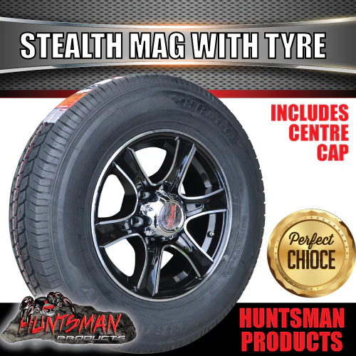 15" Trailer Caravan 6 Stud Stealth Alloy Mag Rim & 195R15C Tyre. 195 15 - Image 2