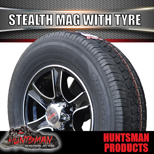 15" Trailer Caravan 6 Stud Stealth Alloy Mag Rim & 195R15C Tyre. 195 15 - Image 3