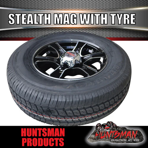 15" Trailer Caravan 6 Stud Stealth Alloy Mag Rim & 195R15C Tyre. 195 15 - Image 4