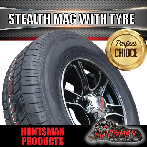 15" Trailer Caravan 6 Stud Stealth Alloy Mag Rim & 195R15C Tyre. 195 15 - Image 5