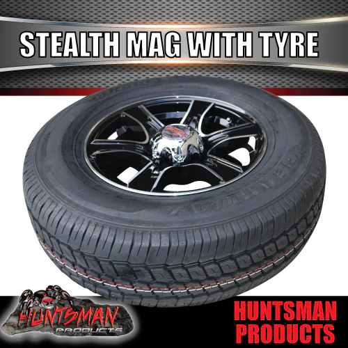 15" Trailer Caravan 6 Stud Stealth Alloy Mag Rim & 225/70R15C Tyre. 225 70 15 - Image 2