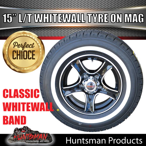 15" Trailer Caravan 6 Stud Stealth Mag & 205/75R15C comforser Whitewall Tyre. 205 75 15 - Image 3