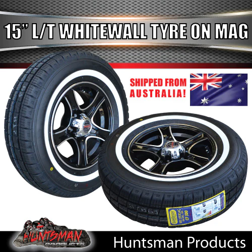 15" Trailer Caravan 6 Stud Stealth Mag & 205/75R15C comforser Whitewall Tyre. 205 75 15 - Image 4