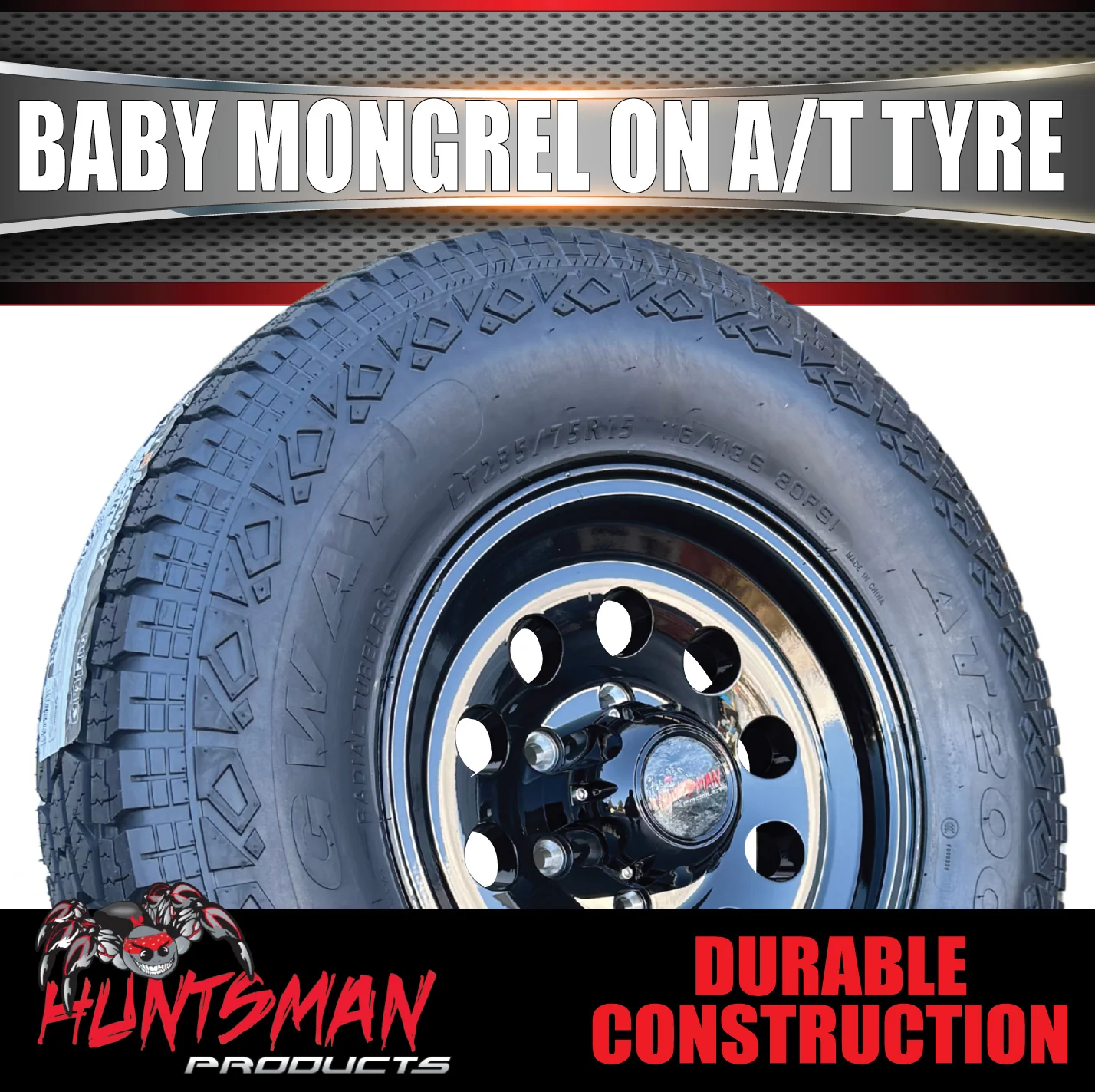 15" 6 Stud Trailer Caravan Baby Mongrel Alloy Mag Rim & 235/75R15 LT Tyre 1250KG - Image 3