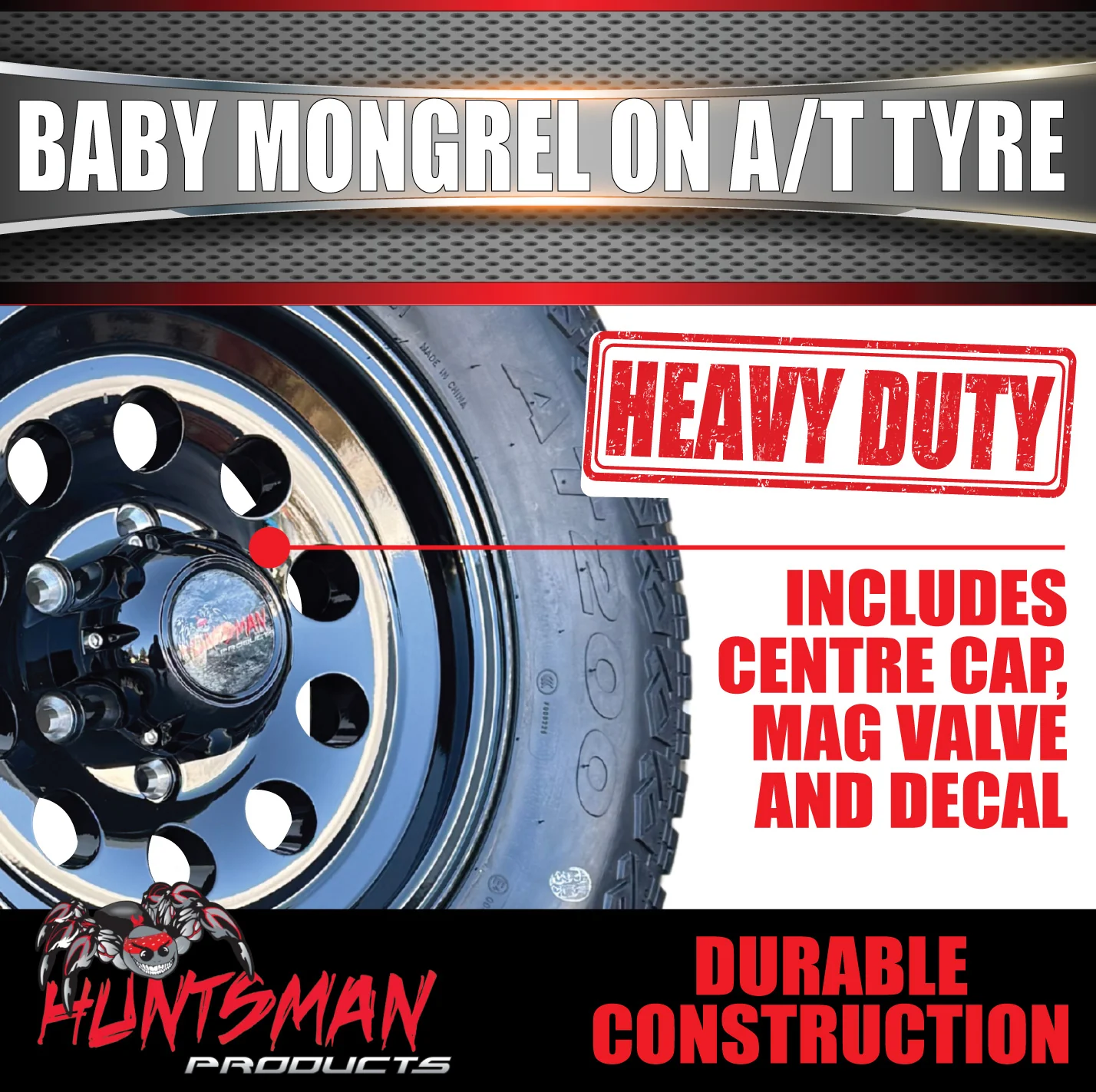 15" 6 Stud Trailer Caravan Baby Mongrel Alloy Mag Rim & 235/75R15 LT Tyre 1250KG - Image 6