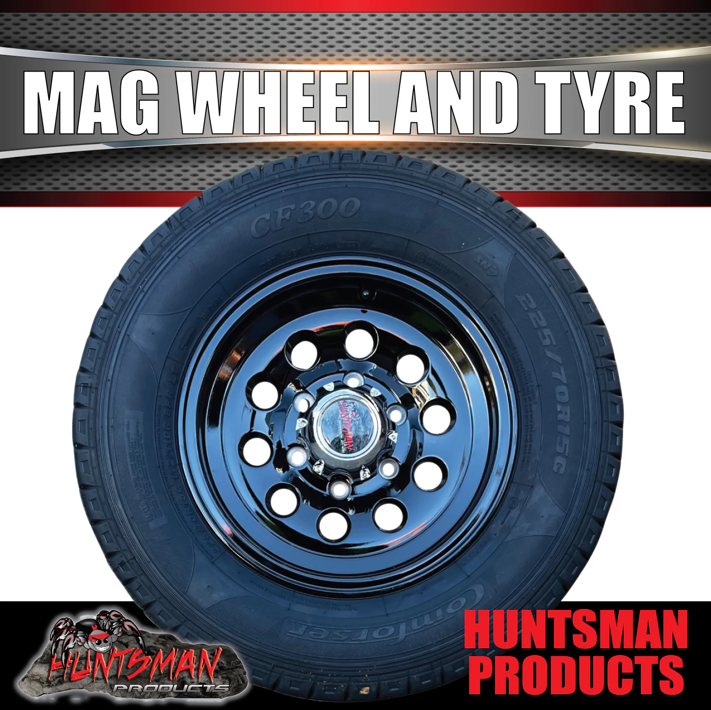 15" 6 Stud Trailer Caravan Baby Mongrel Alloy Mag Wheel Rim & 195R15C Tyre - Image 4
