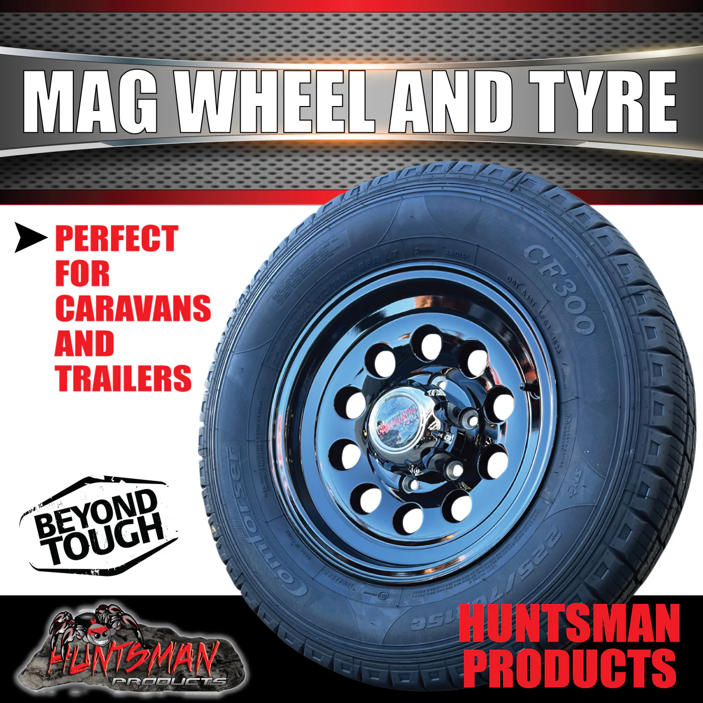 15" 6 Stud Trailer Caravan Baby Mongrel Alloy Mag Wheel Rim & 225/70R15C Tyre - Image 3