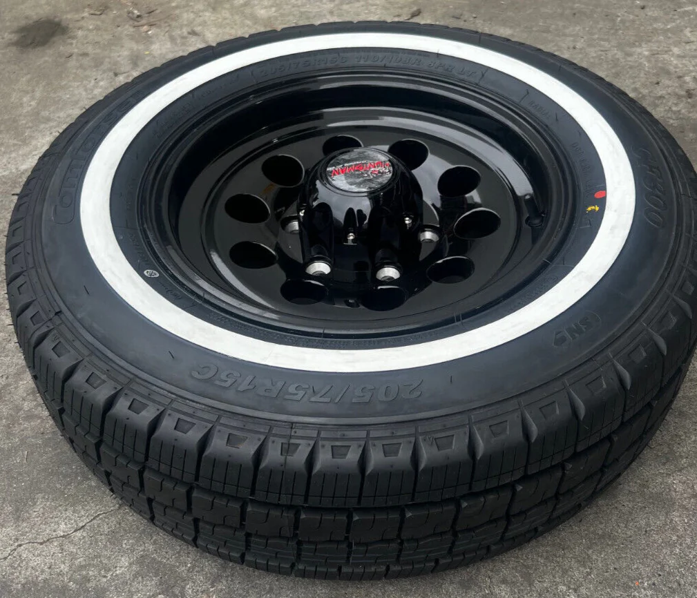 15" 6 Stud Trailer Caravan Baby Mongrel Mag Wheel & 205/70R15C Whitewall Tyre - Image 4