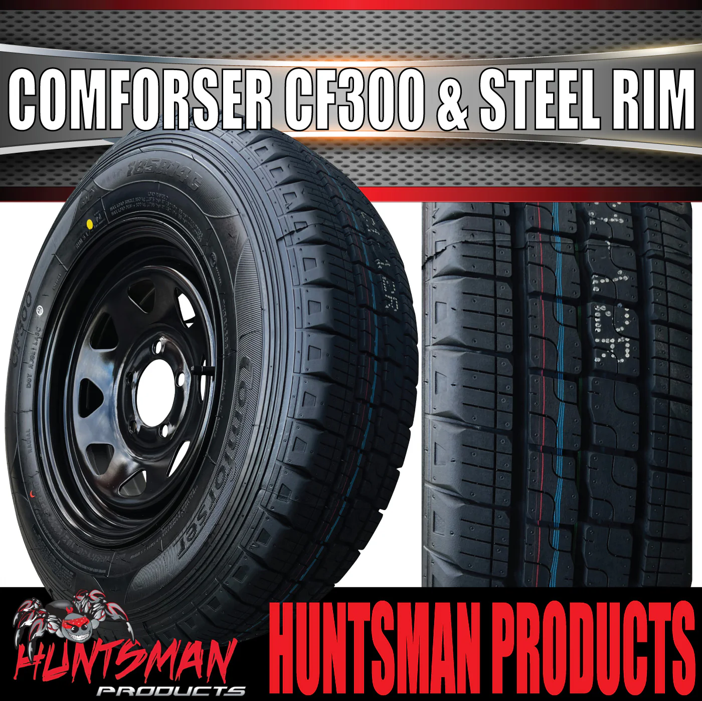 15" Ford Pattern Caravan Camper Trailer Black Steel Rim & 225/70R15C Comforser CF300 Tyre 225 70 15 - Image 5