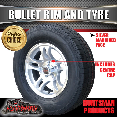 15" Trailer Caravan Ford Pattern Bullet Alloy Rim & 195R15C Tyre. 195 15 - Image 5