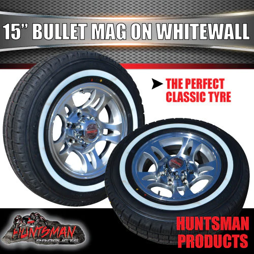 15" Trailer Caravan Ford Pattern Bullet Mag & 205/70R15C Whitewall Tyre. 205 75 15 - Image 4