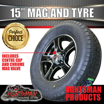 15" Trailer Caravan Ford Pattern Stealth Alloy Mag Rim & 195R15C Tyre. 195 15 - Image 2
