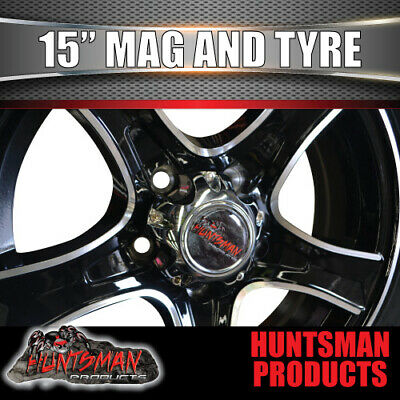 15" Trailer Caravan Ford Pattern Stealth Alloy Mag Rim & 195R15C Tyre. 195 15 - Image 3