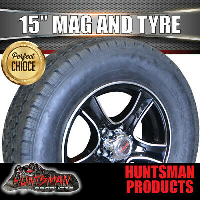 15" Trailer Caravan Ford Pattern Stealth Alloy Mag Rim & 195R15C Tyre. 195 15 - Image 4