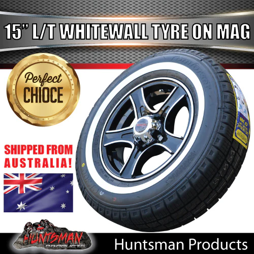 15" Trailer Caravan Ford Pattern Stealth Mag & 195R15C comforser Whitewall Tyre. 195 15 - Image 5